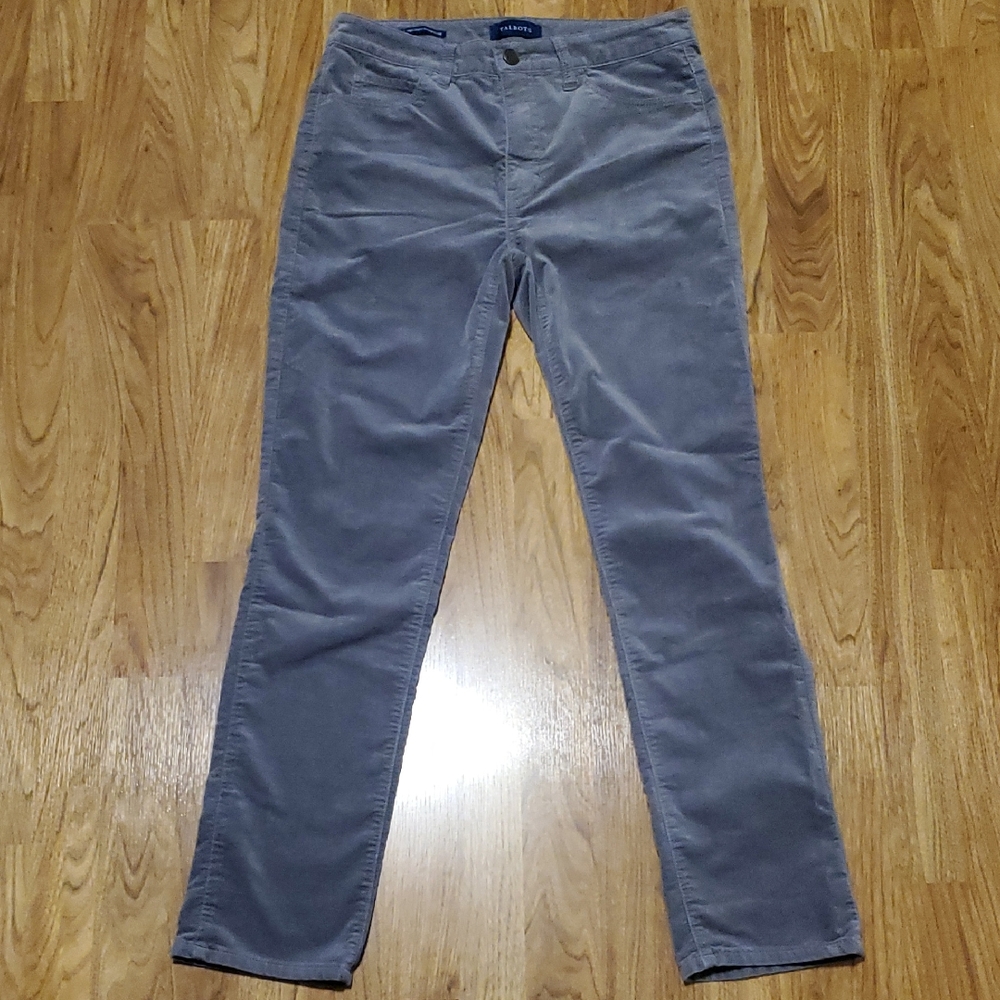 Talbots High-Waist Straight-Leg Velvet Pants Gray Womens Size 6 (30" Inseam)